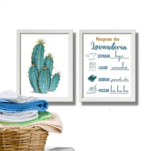 Conjunto de Quadros para Lavanderia Humor Regras 30x40 cm
