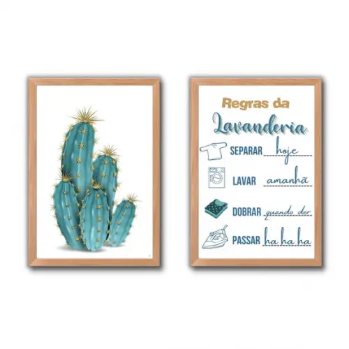 Conjunto de Quadros para Lavanderia Humor Regras 30x40 cm