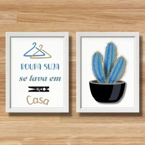 Conjunto de Quadros de Lavanderia Frases de Humor 30x40cm