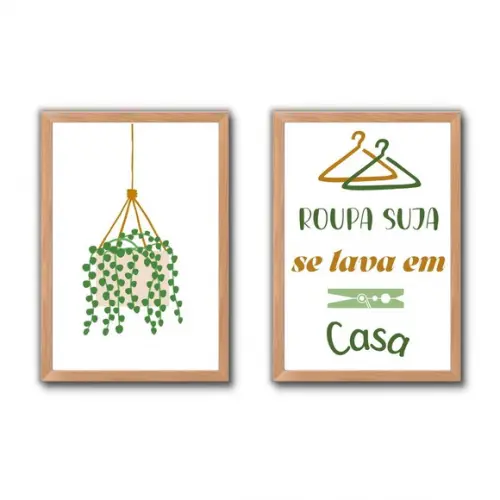 Conjunto de Quadros Quadros Lavanderia Frases Humor 30x40cm