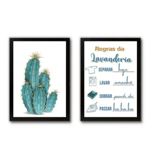 Conjunto de Quadros para Lavanderia Humor Regras 30x40 cm