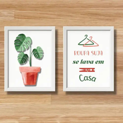 Conjunto de Quadros Quadros p/ Lavanderia Frases Divertidas