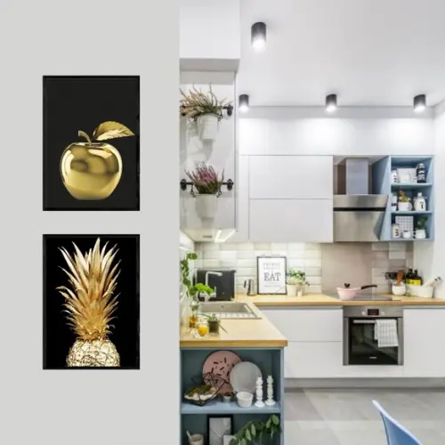 Conjunto Quadro Decorativo para Cozinha Grande com Vidro