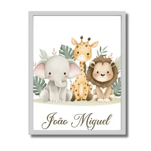 Conjunto de Quadros Safari Baby - Proteção Vidro e Madeira