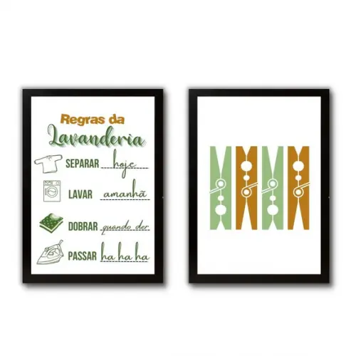 Conjunto Quadros de Lavanderia Decorativo Frase Humor 30x40