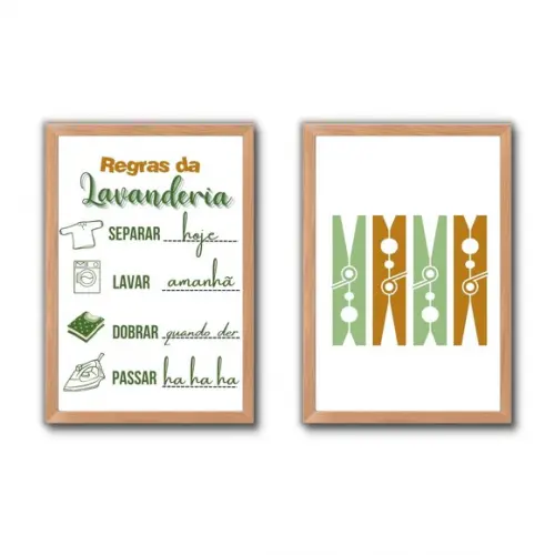 Conjunto Quadros de Lavanderia Decorativo Frase Humor 30x40