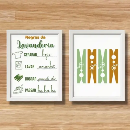 Conjunto Quadros de Lavanderia Decorativo Frase Humor 30x40
