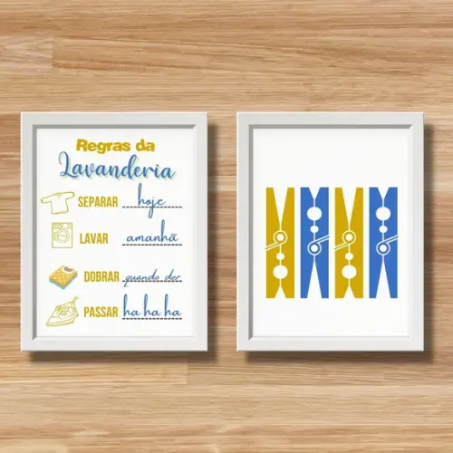 Conjunto Quadros Regras da Lavanderia Frases Divertidas30x40