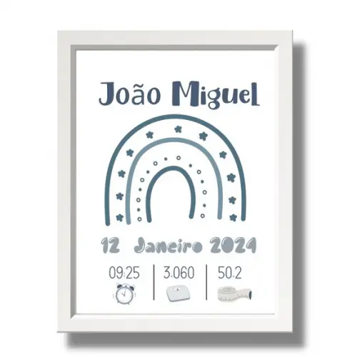 Editar Quadro Nascimento Informações do Bebe com Vidro 33x33