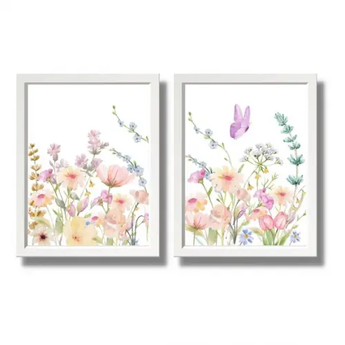Jogo de Quadros Decoraçâo Delicada para Quarto de Bebê 33x43