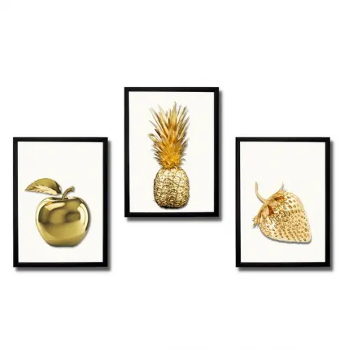 Jogo de Quadros Decorativo pra Cozinha com Moldura e Vidro