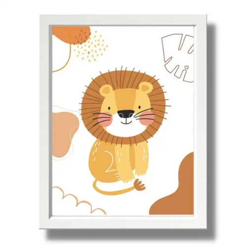 Kit 3 Peças Safari Minimalista Personalizado Moldura 33x43cm