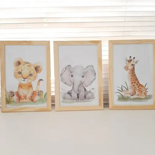 Kit 3 Quadros Safari Baby 33x43cm