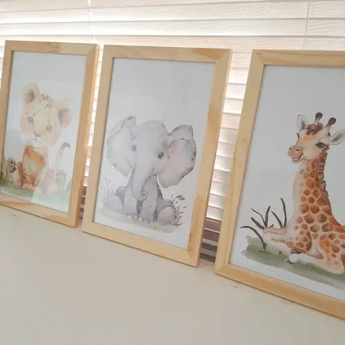 Kit 3 Quadros Safari Baby 33x43cm