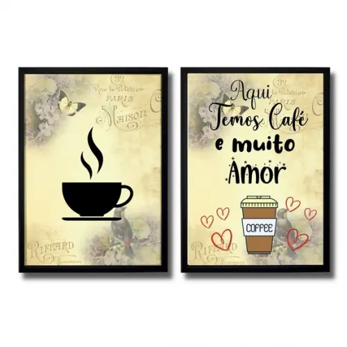 Kit Cantinho do Café Decoração Quadrinhos Decorativos 20x30
