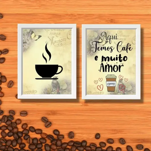 Kit Cantinho do Café Decoração Quadrinhos Decorativos 20x30