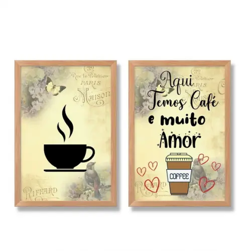 Kit Cantinho do Café Decoração Quadrinhos Decorativos 20x30