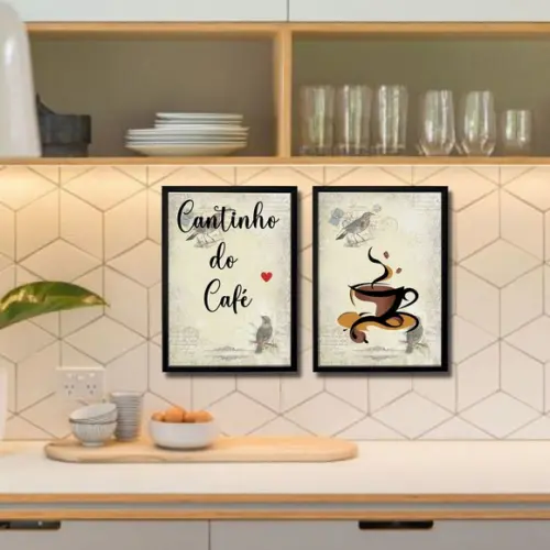 Kit Cantinho do Café Decoração Quadros com Frases 20x30cm