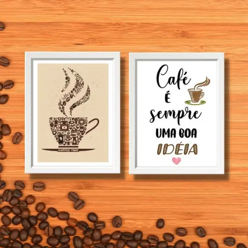 Kit Cantinho do Café Decoração Quadros Aparador 20x30cm