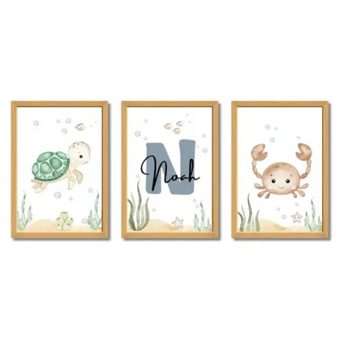 Kit de Quadros Infantil | Fundo do Mar Personalizado