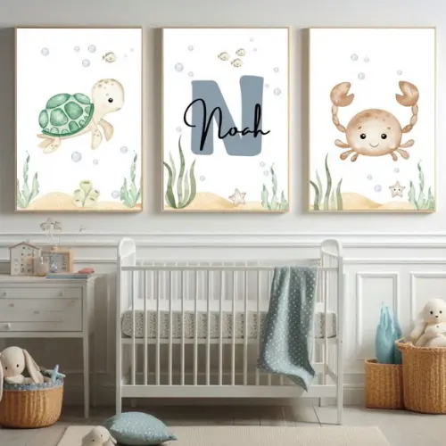 Kit de Quadros Infantil | Fundo do Mar Personalizado