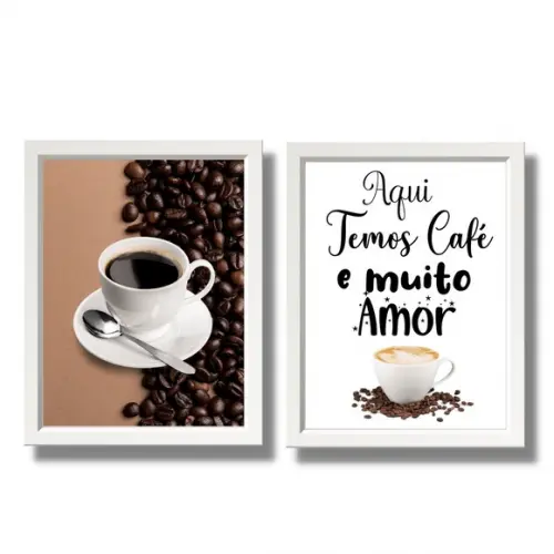 kit quadro café cozinha com frases modernos 20x30 com vidro