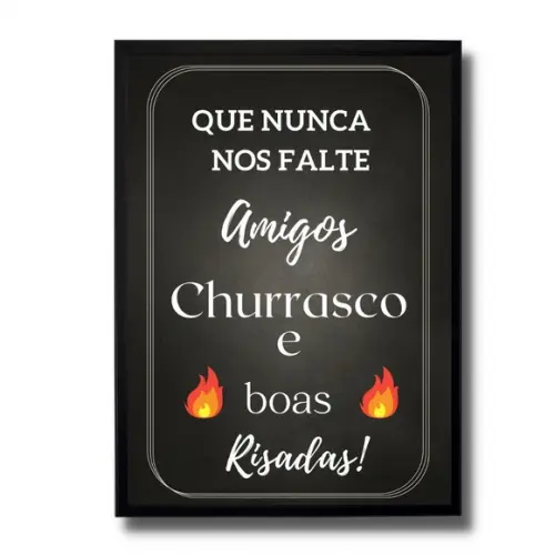 Kit Quadro Decorativo Area de Churrasco com Vidro 30x40