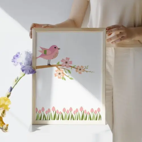Kit Quadro Decorativo com Vidro Quarto de Menina Borboleta