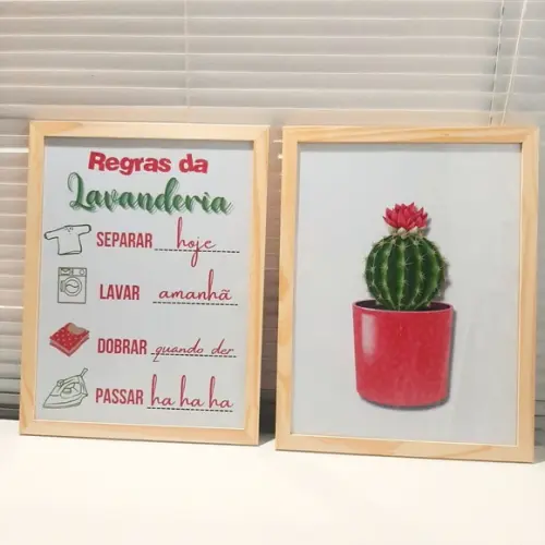 Kit Quadro Decorativo Lavanderia Frases Divertidas 33x43cm