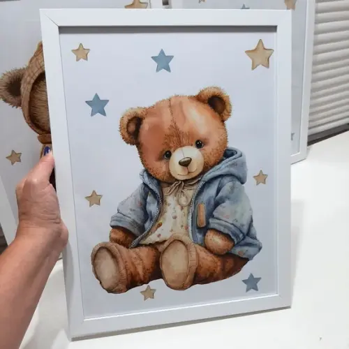 Kit Quadro Decorativo para Quarto de Bebê Urso Personalizado
