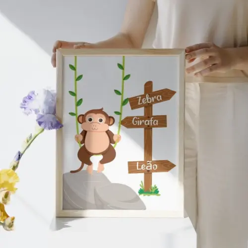 Kit Quadro Decorativo para Quarto de Menino Infantil Safari