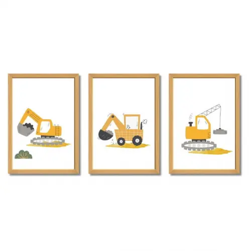 Kit Quadro Decorativo para Quarto de Menino Trator Máquinas
