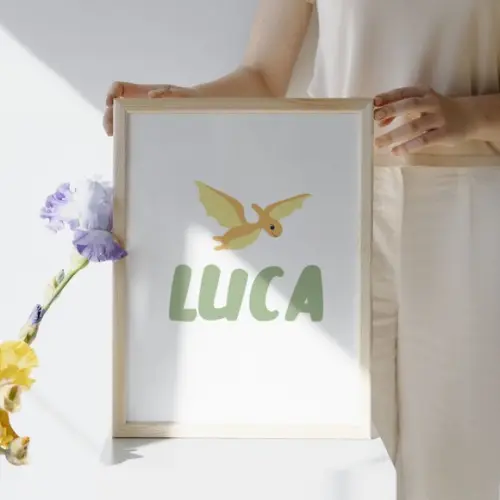 Kit Quadro Decorativo Tema Dinossauro | com Moldura Vidro
