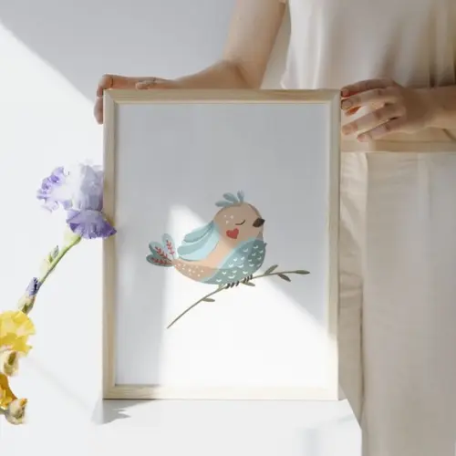 Kit Quadro Menina com Nome | Moldura Madeira e Vidro 33x43cm