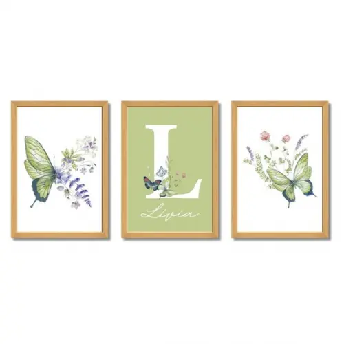 Kit Quadro Personalizado para Quarto de Menina com Vidro