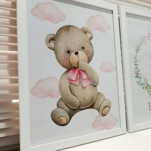 Kit Quadro Personalizado Infantil Quarto de Menina com Vidro
