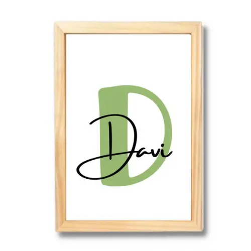 Kit Quadro Personalizado Safari com Nome Davi Moldura 23x33