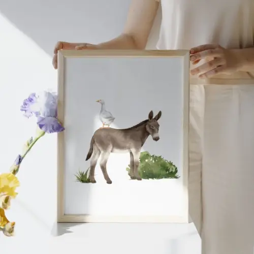 Kit Quadros Animais da Fazenda |vaquinha Cavalo Coelho Burro