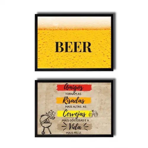 Kit Quadros Área Gourmet Frases Divertidas Moldura com Vidro