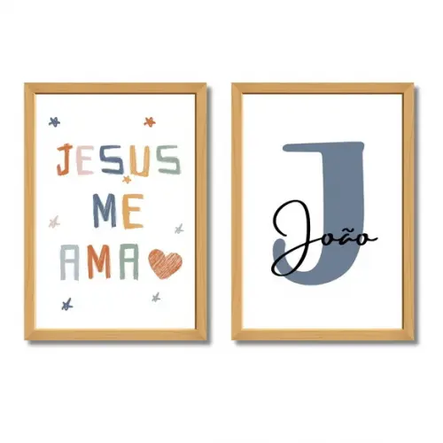 Kit Quadros Cristãos Unissex para Quarto Bebê Personalizado