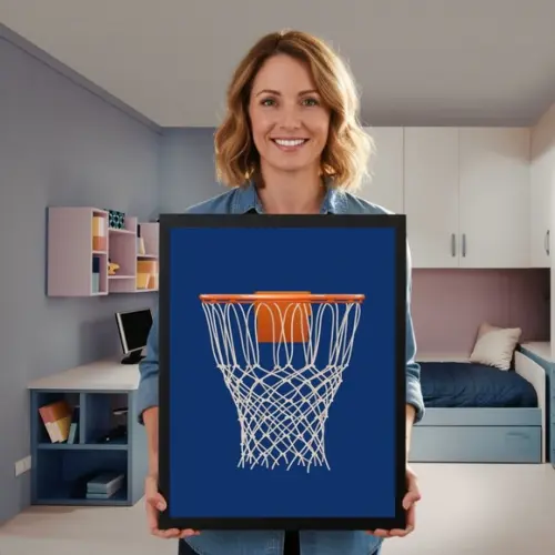 Kit Quadros Decorativos Basquete Madeira e Vidro Premium