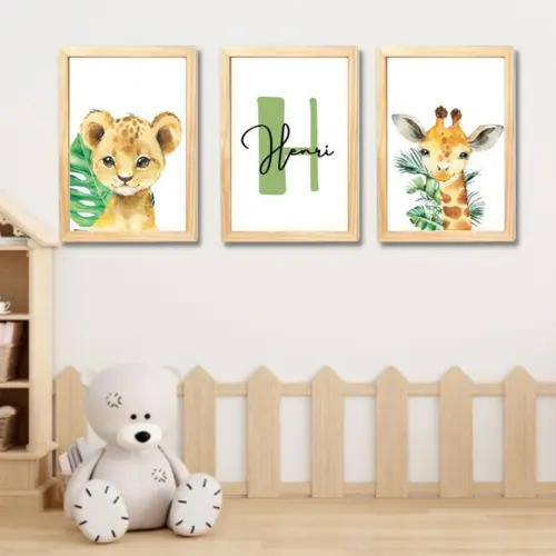 Kit Quadros Decorativos Infantil com Nome 33x43 cm