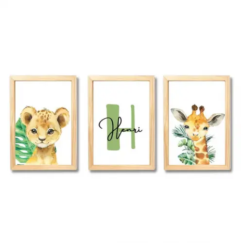 Kit Quadros Decorativos Infantil com Nome 33x43 cm