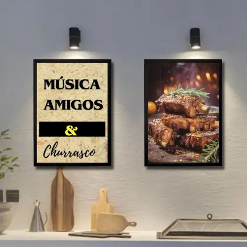 Kit Quadros Decorativos para Churrasqueira 30x40 com Vidro