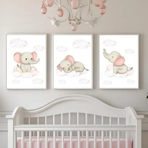 Kit Quadros Decorativos para Quarto de Menina Rosa Bebê