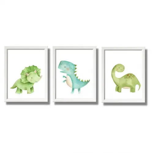 Kit Quadros Dinossauro Quarto Infantil Menino 33x43 cm