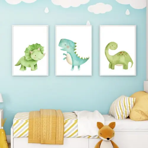 Kit Quadros Dinossauro Quarto Infantil Menino 33x43 cm