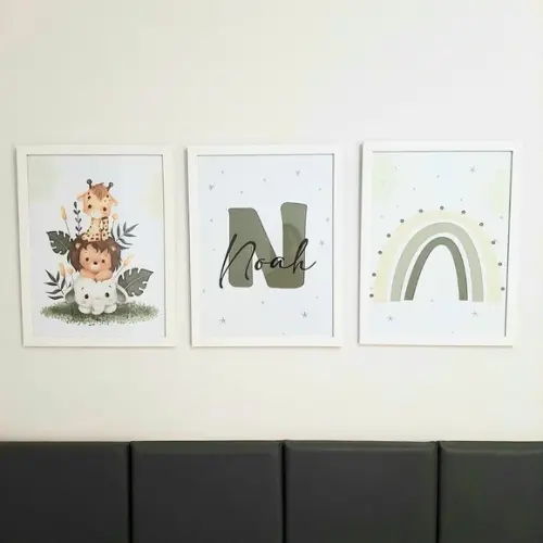 Kit Quadros Infantil Personalizado Animais Fofinhos Safari