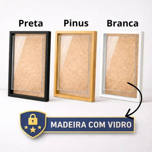 Kit Quadros Infantis Safari Aquarela com Vidro e Moldura