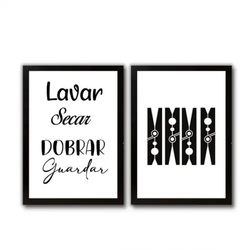 Kit Quadros Lavanderia Decoração Presente para Mãe Criativo